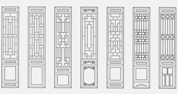 乾县常用中式仿古花窗图案隔断设计图