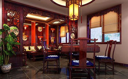 乾县古典中式风格茶楼包间设计装修效果图